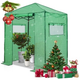 EAGLE PEAK Instant Pop-up Greenhouse, Indoor Outdoor Plant Gardening Green House, Roll-Up Zipper Doors and Side Windows, Walk in 6x4 ft, PE Cover, Green/Clear
