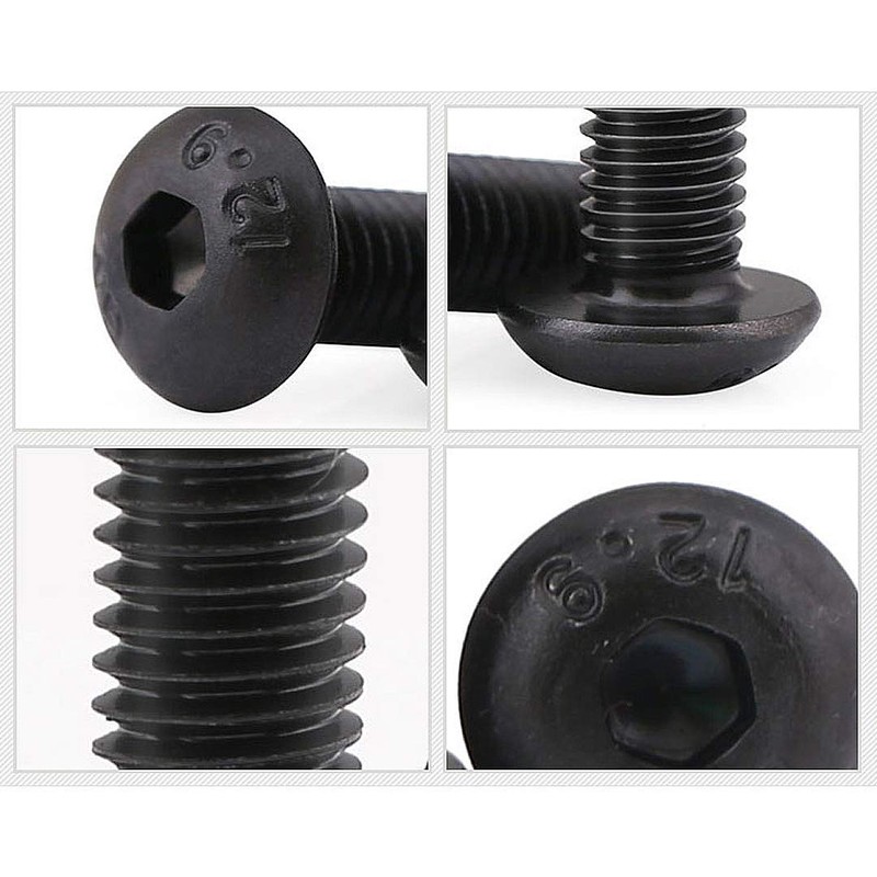 ANSIEDIO M4 Hex Socket Button Machine Screws Bolts, Black High