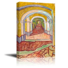 Corridor in The Asylum by Vincent Van Gogh - Canvas Print Wall Art Famous Painting Reproduction - 12" x 18"