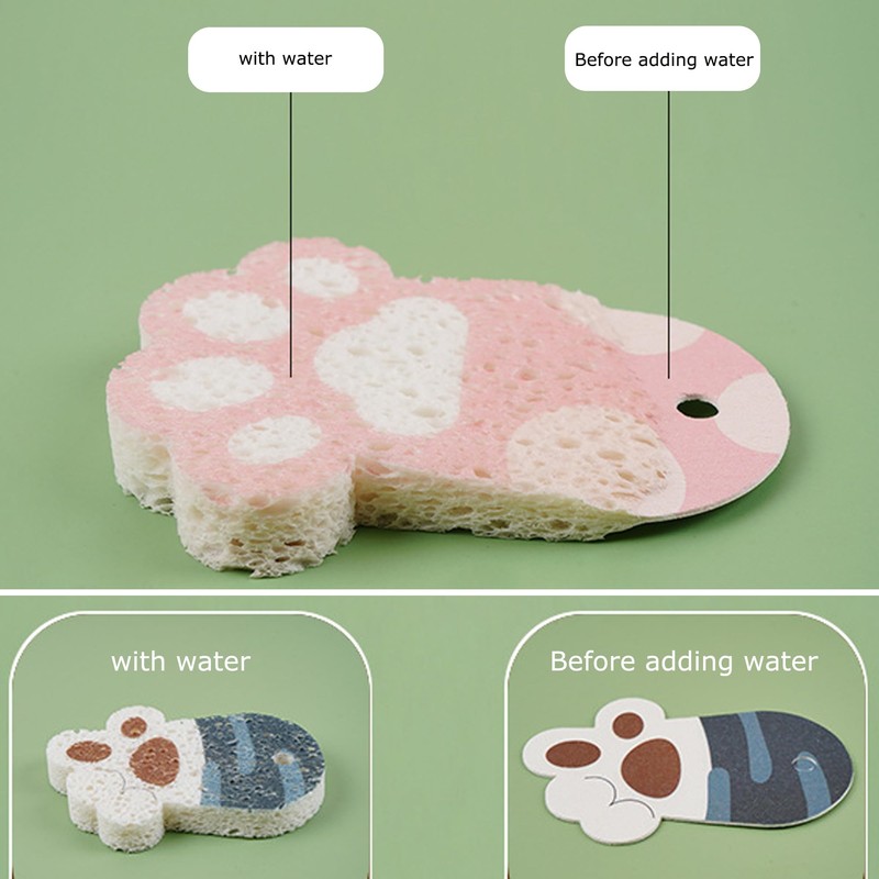 Hezhou Pack of 3 Cat Shaped Kitchen Sponges in the