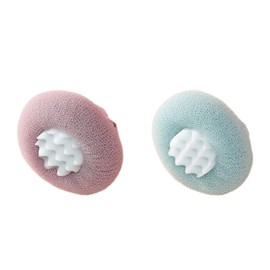 Body Sponge, Set of 2, Foaming Net, Body Sponge, Fluffy, Super Soft, Skin-friendly, Flower Shape, Washable Back, Bath Supplies, Unisex (Purple + Cyan)