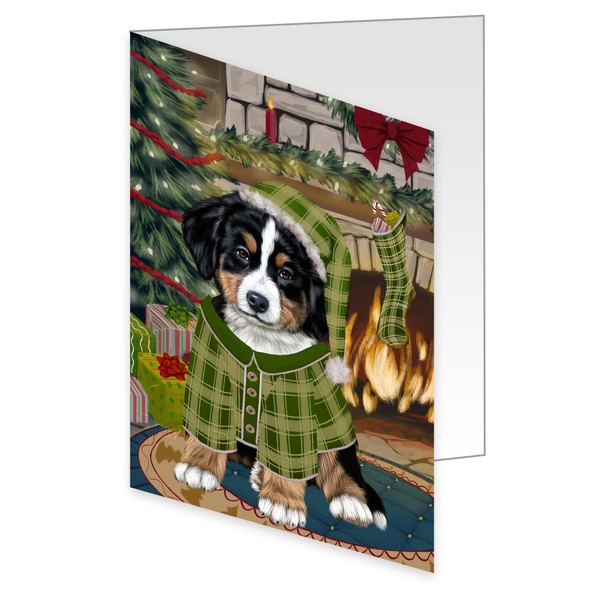 The Stocking Was Hung Christmas - Bernese Mountain Dog Greeting Cards - Pets Invitation Cards with Envelopes - Pet Artwork Greeting Cards for All Occasions GCDC49173 (10 Greeting Cards)