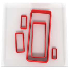 Custom Cutters Rectangle Shaped Cutters | Set of 5 Plastic Cutter for Baking, Fondant, Clay, Pastry, Icing, Jewellery (1.5/2/3/5/8CM) v2