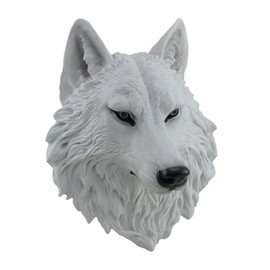 Zeckos White Arctic Wolf Head Wall Mount Sculpture