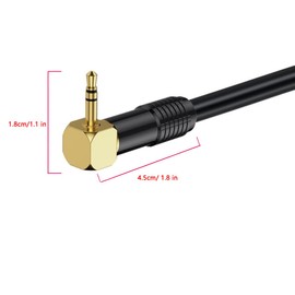 HTGuoji Right Angle 90Degree 3.5mm to 6.35mm Audio Cable, Gold 6.35mm 1/4" Inch Jack Male TRS Stereo To 3.5mm 1/8" Male TRS Audio Cable Adapter for Laptop, Home Theater Devices, Cellphone (1.8 Meter)