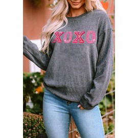 Yiulangde XOXO Galentine's Day Sweatshirt Sequin Love Heart Sweater Long Sleeve Shirts Galentine Outfit Pullover Sweatshirts for Women
