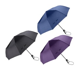 TradMall 3 Pack Travel Umbrella Windproof Portable 46 Inches Large Canopy Auto Open & Close, Black & Blue & Purple