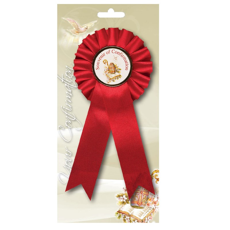 Widdle Gifts Ltd Red Rosette Badge Souvenir of Confirmation F1903