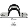 20 PCS Rubber Cushioned U Shaped Pipe Clamps,Stainless Steel Rubber
