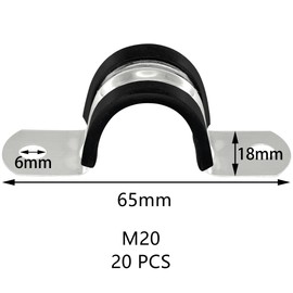 20 PCS Rubber Cushioned U Shaped Pipe Clamps,Stainless Steel Rubber Lined U Clips (M20)