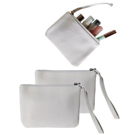 2 Pack Small Coin Pouch Mini White Makeup Bag for Purse Organizer Pouches Zipper Stadium Approved 4.5 x 6.5 Clutch Stadium Purse Cute Tiny Travel Make up Bags for Women Wallet Bride Wristlet