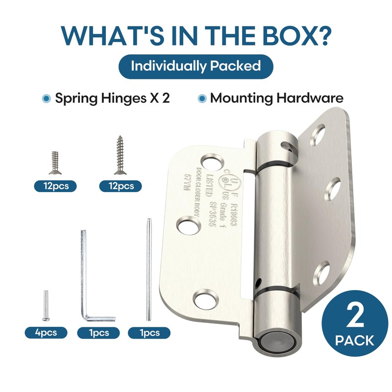 Treasem Self Closing Door Hinges, Auto Closing Spring Hinges with