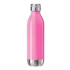 Oggi Stainless Steel Calypso Double Wall Sports Bottle with Screw Top (.5 Liter, 17oz )-Pink Neon Finish