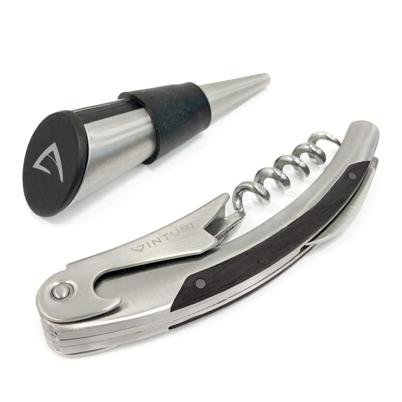 Vinturi Stainless Steel Waiters Corkscrew with Foil Cutter and Bottle