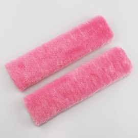 MIRKOO Plush Car Seat Belt Cover Pad, 2-Pack Soft Car Safety Seat Belt Strap Shoulder Pad for Adults and Children, Suitable for Car Seat Belt, Backpack, Shoulder Bag, Laptop Computer Bag(Pink)