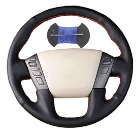 Leather Steering Wheel Cases Car Steering Wrap Stitch Steering Wheel Cover Fit for Nissan Patrol 2011-2017 Armada 2013-2019 NV Cargo NV Passenger US 2012-2018 Titan 2013-2018 Infiniti QX56 QX80,Blue