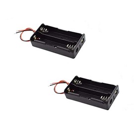 GFORTUN 2PCS 18650 Battery Case Holder 2 Slot Series 3.7V Batteries Storage Box Holders Clip Connector with Cable Lead Wire for DIY