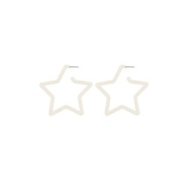 Star Hoop Earings 80s Classic Big Hoop Earrings Retro Neon Geometric Earrings Fluorescence Party Accessories for Women-Star White