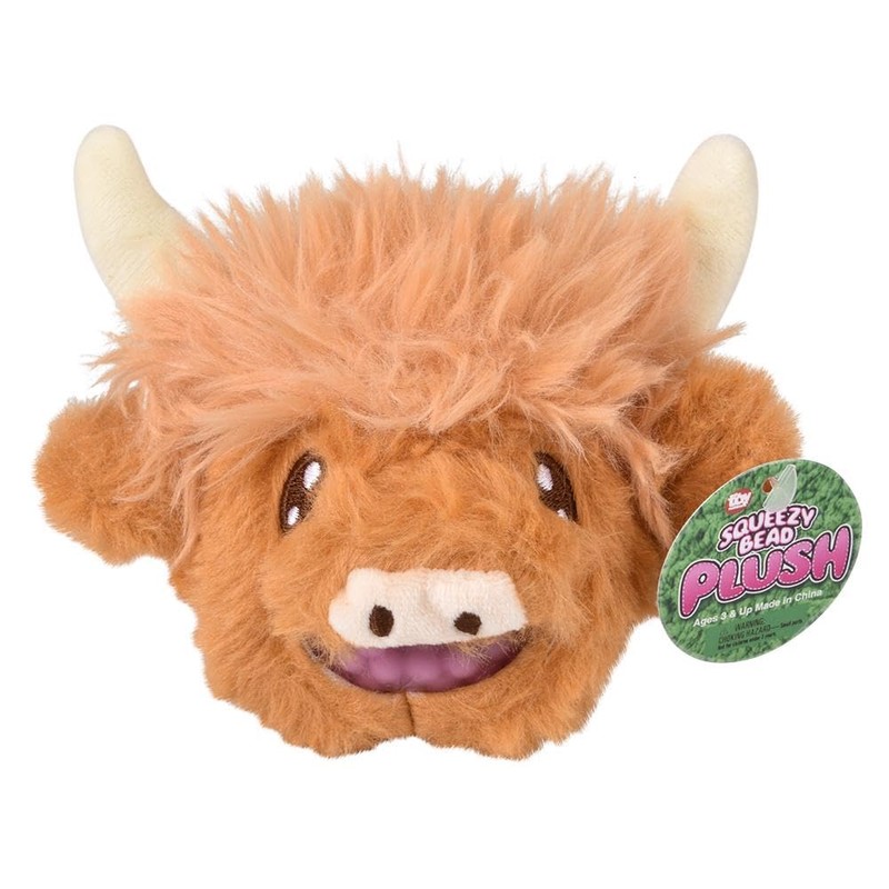 Rhode Island Novelty 3" Highland Cow Squeezy Bead Plush Ball