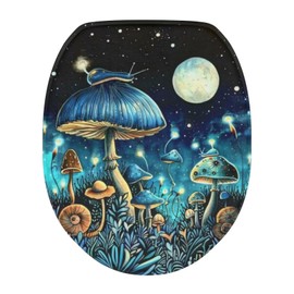Wiryuouvt Blue Mushroom Toilet Seat Covers for Bathroom Moon Toilet Lid Cover Snail Toilet Covers for Bathroom Toilet Seat Covers Washable Decoration for Restroom Convenient