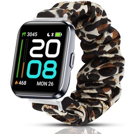 Blueshaweu ID208 Plus Watch Fabric Elastic Scrunchie Elastic Watch Band Kids Girls Cute Replacement Straps Compatible for Quican ID208 Plus 1.8",aeac ID208 Plus,WMK ID208 Plus (Leopard)