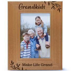 CEDAR CRATE MARKET Grandkids Make Life Grand, Engraved Natural Wood Photo Frame, Grandparents Picture Frame, Grandparent's Day, Grandma Gift, Grandpa Gift (4x6 Vertical)