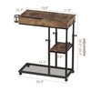 ChooChoo End Table Adjustable Height, Mobile Laptop C Shaped Rolling