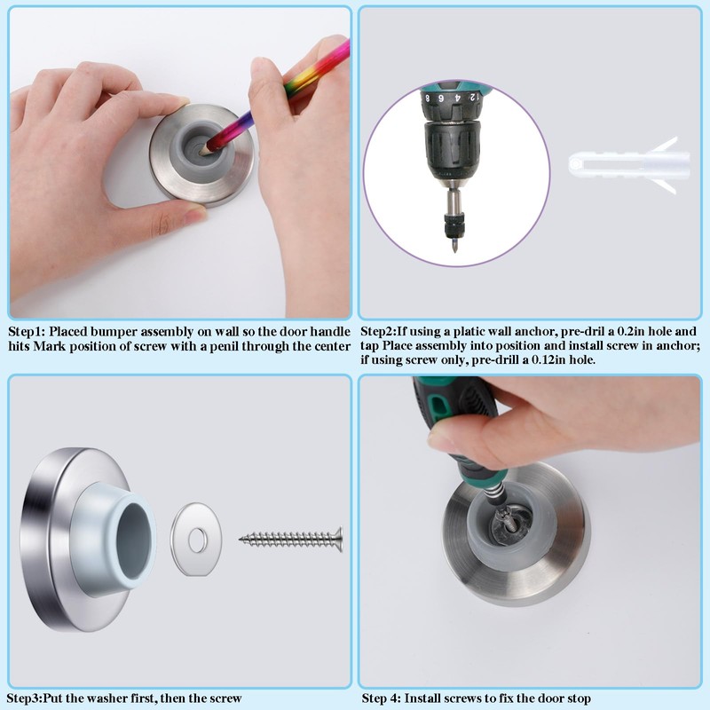 Pangda Concave Wall Door Bumper Stop Silver Stainless Steel Wall