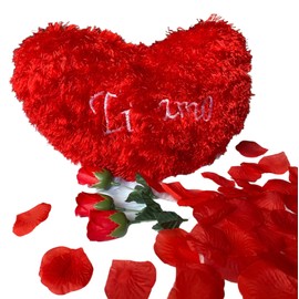 Pillow Heart I Love You Large Decorative Pillow Plush Heart Shape Soft Faux Fur Lace Up Romantic Valentine's Day Mother's Day Women's Day