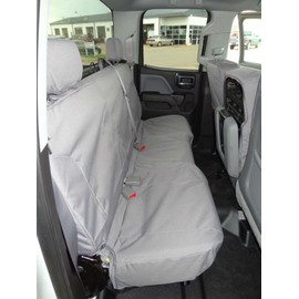 Durafit Seat Covers, 2014-2020 Silverado and Sierra Extended Cab Rear Solid Bench Seat with Two Adjustable headrest. Center seat Belt on seat. Made in Savannah Camo Endura
