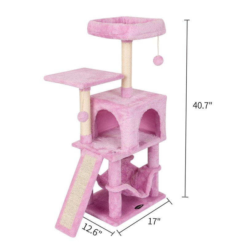 MIAO PAW Pink Cute Cat Tree for Indoor Cat Tower