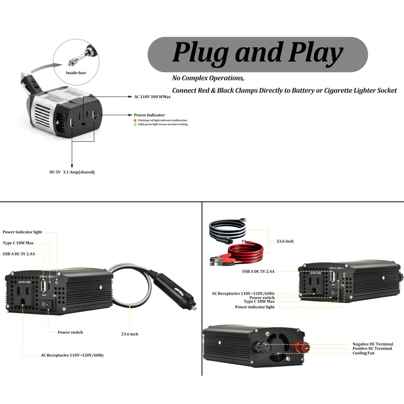 Goodway Power Compact and Lightweight Modified sine Wave Power Inverter
