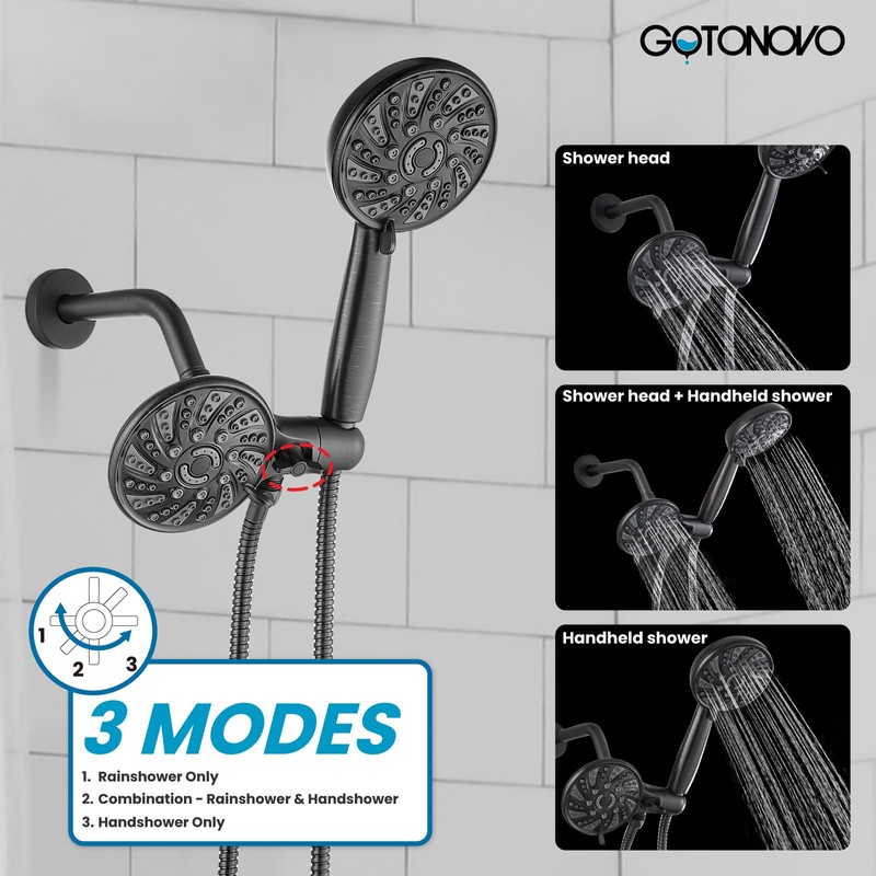 gotonovo Dual 2 in 1 Shower Head Kit High Pressure
