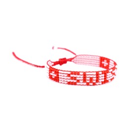 Swiss Flag Bracelet - Adjustable Switzerland Patriotic Jewerly for Men and Women - Cultural Red & White Bracelet - Premium Czech Beads