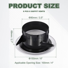 PATIKIL 4 Inch Round Air Vent Cover, 6 Pack ABS Louver Soffit Vents with Screen Adjustable Ceiling Diffuser Grill Cover for Bathroom Kitchen Home Office Ventilation