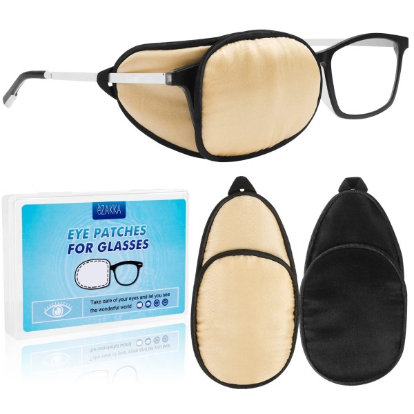 Ezakka Eye Patches Mulberry Silk 3.9x1.8" Medical Over-Glasses for Lazy