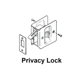 QCAA Solid Brass Sliding Door Pull Privacy Pocket Lock, Matte Black, 2 Pack