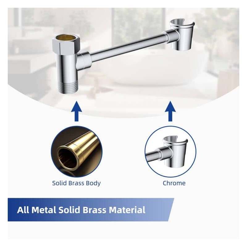 Hibbent All Metal Shower Head Holder, Adjustable Solid Brass Showerhead