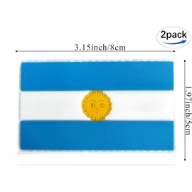 Argentina Flag Patch Argentina PVC Rubber Hook & Loop Fastener Patch for Hats, Tactical Bags, Jackets, Clothes Patch Team Military Patch（ 2 Pack）