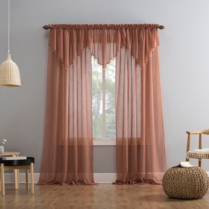 No. 918 Erica Crushed Sheer Voile Rod Pocket Curtain Panel,