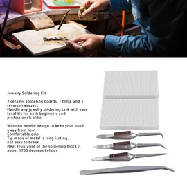 Kit de Soldadura de Joyería de 6 Piezas para Fabricación de Joyas, Fundición de Fundición con Placas de Soldadura de Cerámica de Panal, Bloque de Soldadura, Pinzas de Cobre