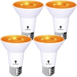 4 Pack BlueX LED PAR20 Flood Orange Light Bulb - 4W (40Watt Equivalent) - Damp Rated Dimmable - E26 Base Orange LED Lights, Party Decoration, Porch, Home Lighting, Holiday, Flood Lights