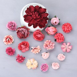 21 Stück Blumen Haarspangen Bohemian Haarclip Mehrfarbig Rosen Haarnadeln Haarschmuck für Strandparty, Braut, Hochzeit, Event Dekoration (rote Rose)