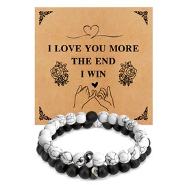 Valentines Gifts for Her,2pcs Couple Bracelet for Him and Her,Valentine's Day Anniversary Romantic Gifts for Boyfriend Husband Wife Girlfriend Christmas Xmas Birthday Valentines Funny Presents