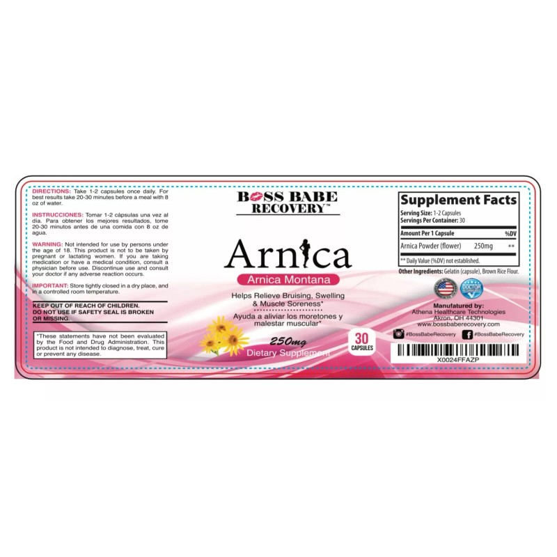 Boss Babe Recovery Arnica Pills, Arnica Tablets, Arnica Capsules Reliever