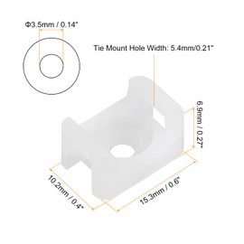 MECCANIXITY 250pcs Cable Tie Base Saddle Type Mount Wire Holder, 0.6"x0.4"x0.27" Wire Clips Organizer Holders Clamps for Electronic Wires, White 0.14"Dia