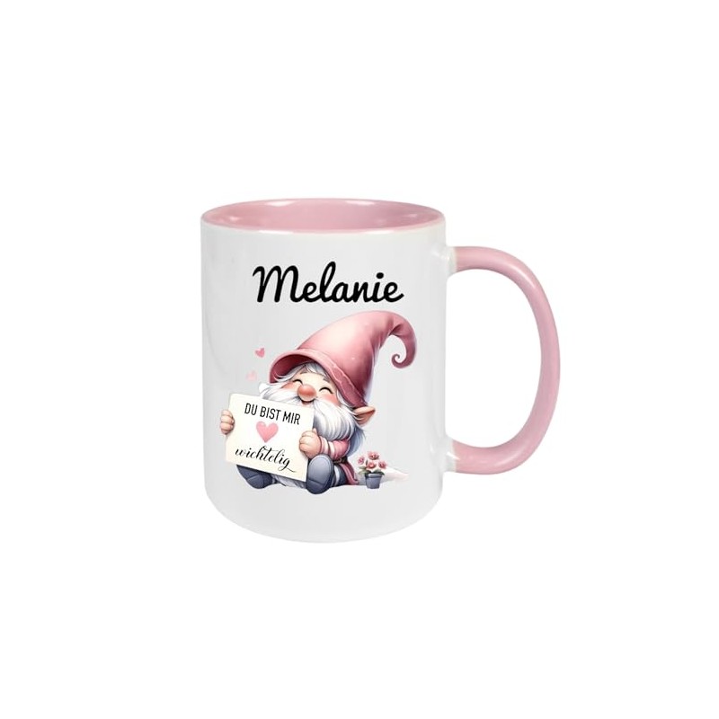 Secret Santa Mug with Saying 'Du bist mir wichtelig!' Pink