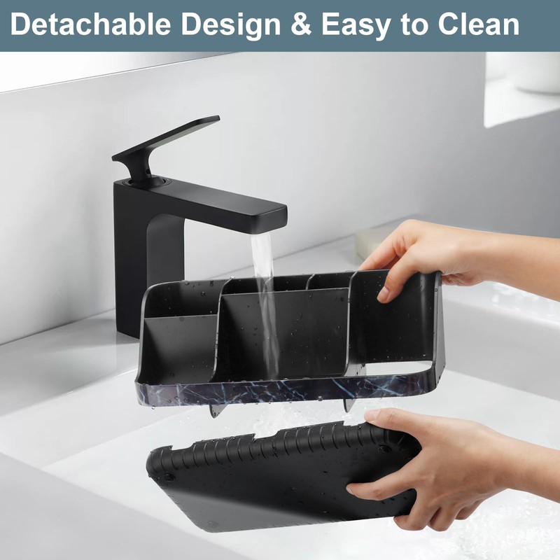 GFWARE Marble Black Toothbrush Holders for Bathrooms - Detachable 7