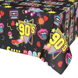 Wpensky 90s Party Table Cloth, 90s Theme Tablecloth Party Decorations, 1PC 90s Birthday Party Table Cover for 1990s Hip Hop Theme Party Decorations, 90s Table Cloths for Parties Supplies