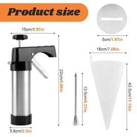 Churro Maker Machine, kits de fabricación de Churro de acero inoxidable que incluyen 8 boquillas de discos, 8 puntas de tubería Churro, cepillo para polvo de limpieza, bolsa de llenado, para churros